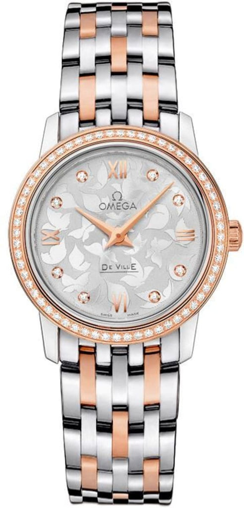 Omega De Ville Prestige Quartz Diamonds Silver Dial Two Tone Steel Strap Watch for Women - 424.25.27.60.52.001