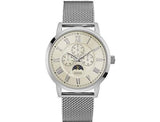 Guess Delancy White Dial Silver Mesh Bracelet Watch for Men - W0871G4