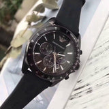 Emporio Armani Giovanni Chronograph Black Dial Black Rubber Strap Watch For Men - AR11028