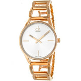 Calvin Klein Stately White Dial Rose Gold Steel Strap Watch for Women - K3G23626