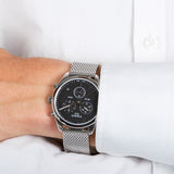 Tissot PR 100 Chronograph Black Dial Silver Mesh Bracelet Watch For Men - T101.417.11.051.01