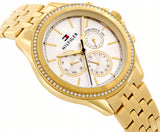 Tommy Hilfiger Ari Multifunction Diamonds Silver Dial Gold Steel Strap Watch for Women - 1781977