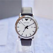 Emporio Armani Luigi White Dial Black Leather Strap Watch for Men - AR1694