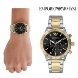 Emporio Armani Analog Chronograph Black Dial Two Tone Steel Strap Watch For Men - AR11521