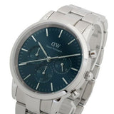 Daniel Wellington Iconic Chronograph Link Blue Dial Silver Steel Strap Watch For Men - DW00100644