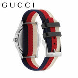 Gucci G Timeless Quartz White Red Blue Dial Multicolored NATO Strap Watch For Men - YA1264059