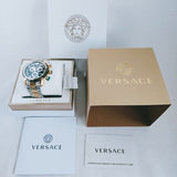 Versace V-Ray Chronograph Black Dial Two Tone Steel Strap Watch For Men - VE2I00421