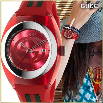 Gucci Sync XXL Quartz Red Dial Red Rubber Strap Unisex Watch - YA13710