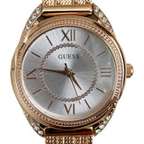 Guess Whisper Silver Dial Rose Gold Mesh Bracelet Watch for Women - W1084L3