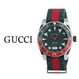 Gucci Dive Quartz Green Dial Two Tone NATO Strap Watch For Men - YA136339