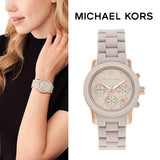 Michael Kors Runway Chronograph Grey Dial Grey Silicone Strap Watch For Women - MK7386