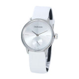 Calvin Klein Accent Silver Dial White Leather Strap Watch for Women - K2Y231K6