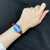 Calvin Klein Rebel Blue Maroon Dial Maroon Leather Strap Watch for Women - K8P231UN