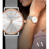 Armani Exchange Lola Analog White Dial Silver Mesh Strap Watch For Women - AX5537