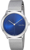 Calvin Klein Minimal Blue Dial Silver Mesh Bracelet Watch for Women - K3M2212N