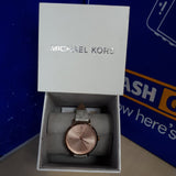 Michael Kors Jayne Three Hand Rose Gold Dial White Leather Strap Watch For Women - MK7128