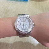 Michael Kors Dylan Glitz Chronograph White Dial Silver Steel Strap Watch For Women - MK5411