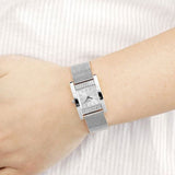 Guess Nouveau Diamonds Silver Dial Silver Mesh Bracelet Watch for Women - W0127L1