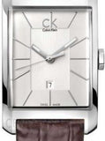 Calvin Klein Window Silver Dial Brown Leather Strap Watch for Men - K2M21126