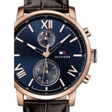 Tommy Hilfiger Alden Quartz Blue Dial Brown Leather Strap Watch for Men - 1791308