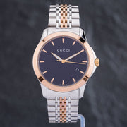 Gucci G Timeless Black Dial Two Tone Steel Strap Watch For Women - YA126512