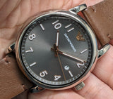 Emporio Armani Luigi Quartz Grey Dial Brown Leather Strap Watch For Men - AR11175