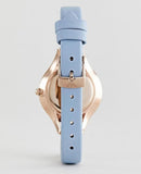 Emporio Armani Aurora Quartz Mother of Pearl White Dial Blue Leather Strap Watch For Women - AR11109