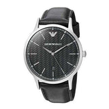 Emporio Armani Renato Analog Black Dial Black Leather Strap Watch For Men - AR8035