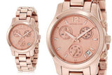 Michael Kors Runway Chronograph Rose Gold Dial Rose Gold Steel Strap Watch for Women - MK5430