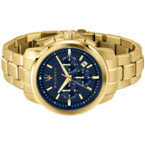 Maserati Successo Chronograph Blue Dial Gold Steel Strap Watch For Men - R8873621021