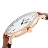 Daniel Wellington Dapper Durham White Dial Brown Leather Strap Watch For Women - DW00100113
