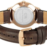 Daniel Wellington Dapper Bristol White Dial Brown Leather Strap Watch For Men - DW00100086