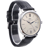 IWC Portofino Automatic White Dial Black Leather Strap Watch for Men - IW356501