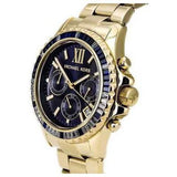 Michael Kors Everest Chronograph Black Dial Gold Steel Strap Watch For Women - MK5828