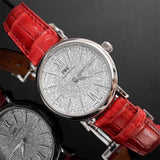 IWC Portofino Automatic Diamonds Silver Dial Red Leather Strap Watch for Women - IW357408