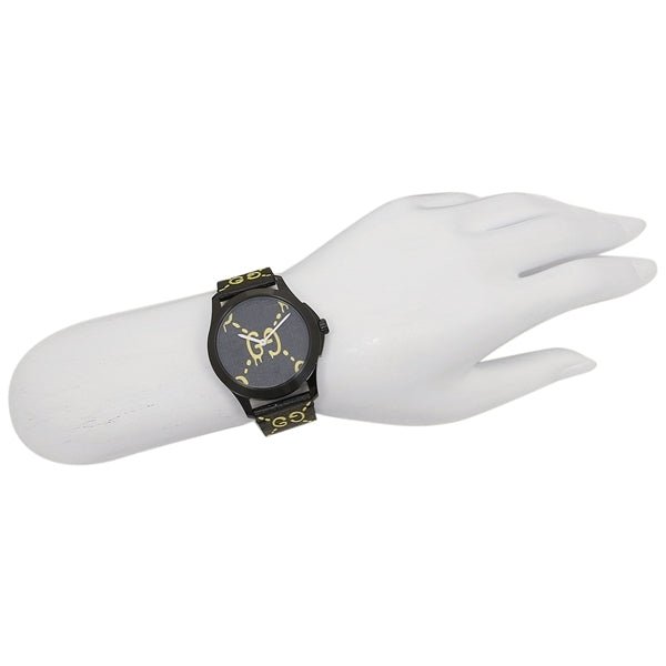 Gucci G Timeless Ghost Black Dial Black Leather Strap Watch For Men Gucci G Timeless Ghost Black Dial Black Leather Strap Watch For Men