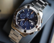 Tag Heuer Aquaracer Caliber 16 Automatic Chronograph Blue Dial Silver Steel Strap Watch for Men - CAY2112.BA0927