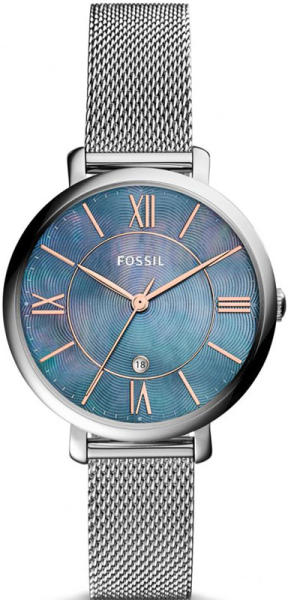 Fossil Jacqueline Mother of Pearl Blue Dial Silver Mesh Strap Watch for Women - ES4322