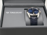 Tag Heuer Carrera Date Blue Dial Blue Leather Strap Watch for Men - WBN2112.FC6504