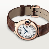 Cartier Ballon Bleu De Cartier Silver Dial Brown Leather Strap Watch for Women - W6920097