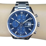 Tag Heuer Carrera Chronograph 41mm Blue Dial Silver Steel Strap Watch for Men - CBK2112.BA0715