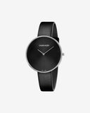 Calvin Klein Full Moon Black Dial Black Leather Strap Watch for Women - K8Y231C1