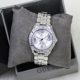 Guess Water Pro Diamonds Silver Dial Silver Steel Strap Watch For Women - G75511M