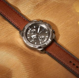 Fossil Bronson Chronograph Grey Dial Brown Leather Strap Watch for Men - FS5855