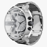 Diesel Mr. Daddy Chronograph Silver Dial Silver Steel Strap Watch For Men - DZ7421