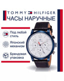 Tommy Hilfiger Jake Multi Function Quartz White Dial Black Leather Strap Watch for Men - 1791235