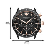 Emporio Armani Mario Ceramic Chronograph Black Dial Black Steel Strap Watch For Men - AR70002