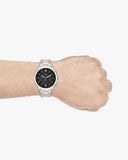 Fossil Neutra Chronograph Black Dial Silver Steel Strap Watch for Men - FS5384