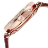 Emporio Armani Meccanico Automatic Silver Dial Burgundy Leather Strap Watch For Women - AR60044
