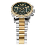 Michael Kors Lexington Chronograph Green Dial Two Tone Steel Strap Watch For Women - MK7303